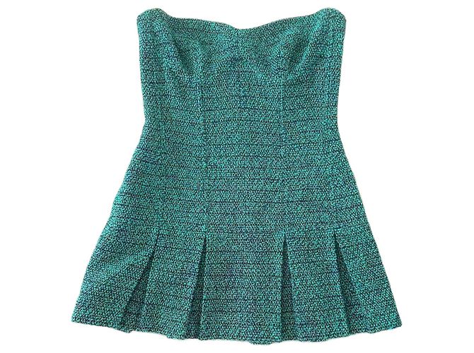 Chanel Bustierkleid aus grünem Tweed
