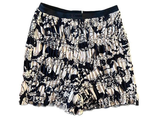 Pantaloncini Chanel Neri e Beige in Elastan Taglia 36 Nero