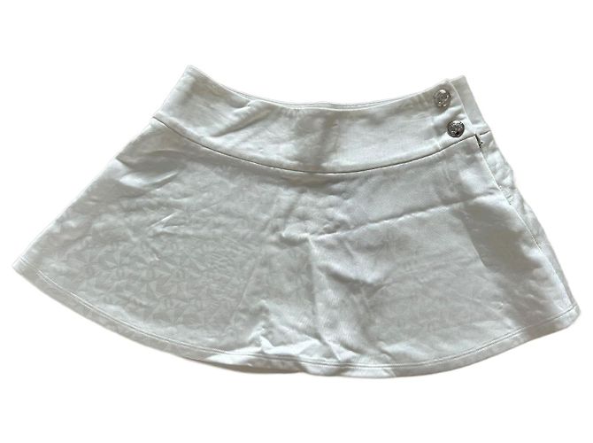 Falda Chanel Blanca de Viscosa Monogramada Blanco
