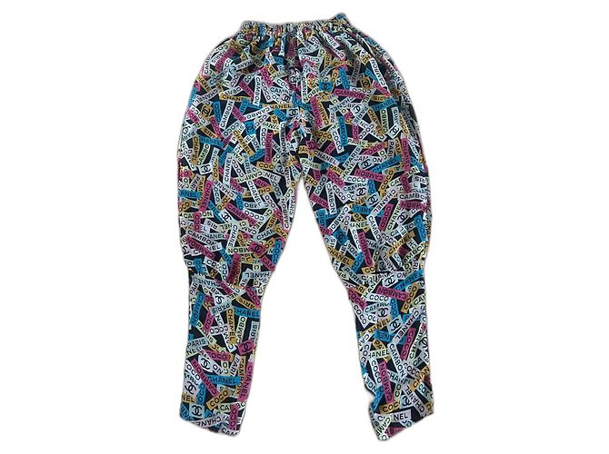 Pantaloni Saroual Chanel in Seta Multicolore