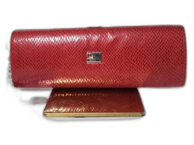 Moschino Krokodilleder Clutch rot