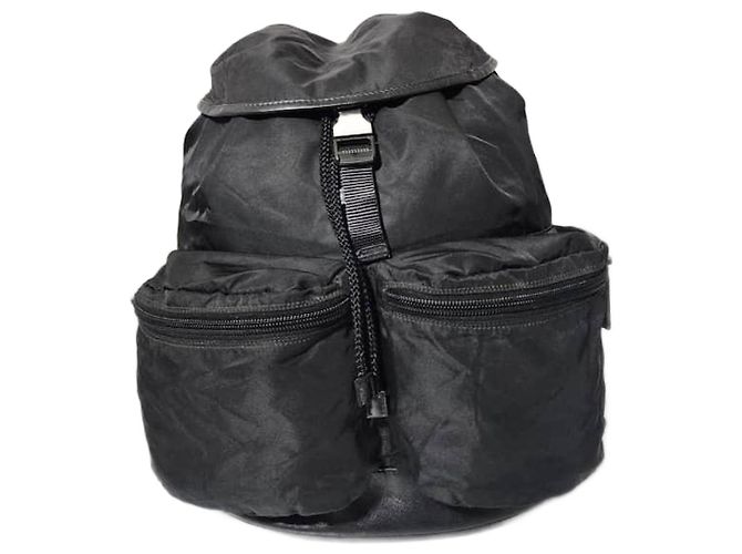 Mochila de tessuto preta com detalhes Saffiano da Prada Preto
