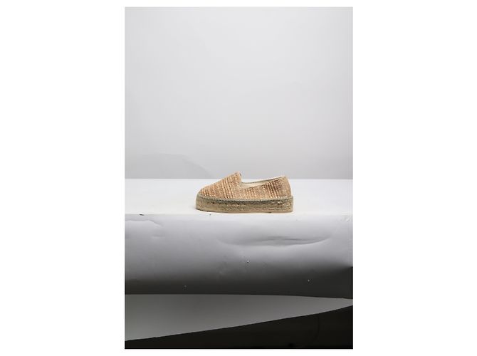 Manebi Neutrale Raffia-Plattform-Espadrilles - Größe EU 38