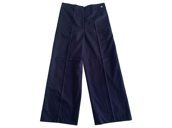 Pantalones Chanel de Algodón Azul Marino