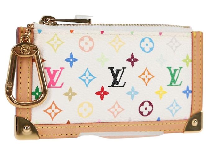 LOUIS VUITTON Monogram Multicolor Pochette Cles Purse White M92655 Auth MX081SM