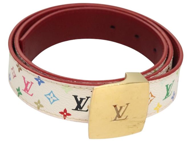 LOUIS VUITTON Multicolor Gürtel Care 37,8" Weiß M9682 Auth BA1635
