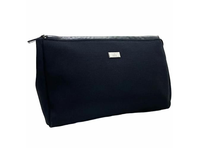 Gucci Second Bag Plate Clutch Black Leather Nylon  ref.2218330