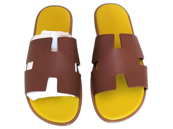 Izmir sandals Hermès Brown Leather  ref.2219067