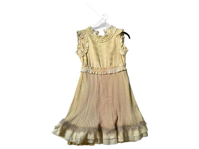 Vestido Chanel de algodón amarillo talla 36