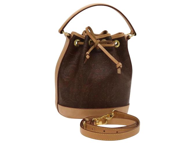 ETRO Borsa a Spalla Paisley PVC Marrone Oro Auth am8283 D'oro