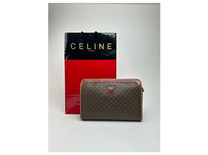 Triomphe Céline Vintage Celine Paris Leder Clutch braun