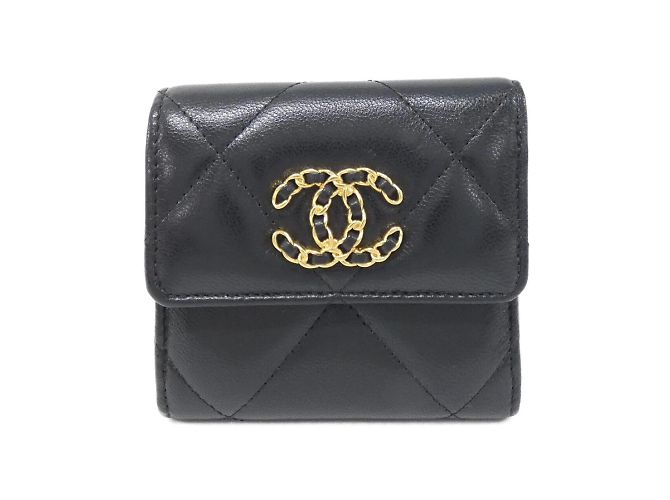 Billetera plegable Chanel 19 Línea AP1064 Negro Roja