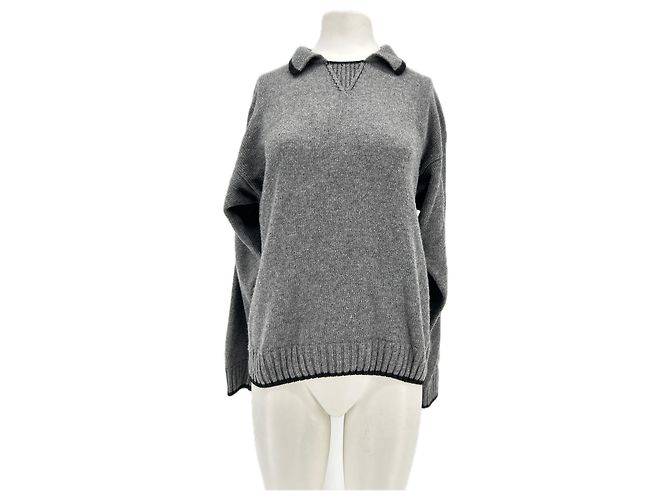 Autre Marque Grauer Strickpullover aus Baumwolle 