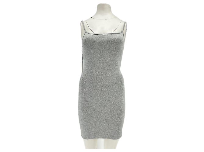 Autre Marque ARITZIA Graues kurzes geripptes Kleid mit Trägern