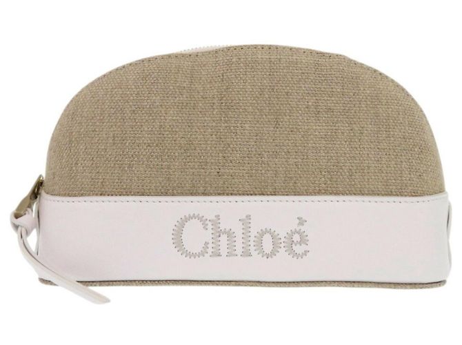 Pochette Chloé Beige e Bianca Bianco Pelle Tela