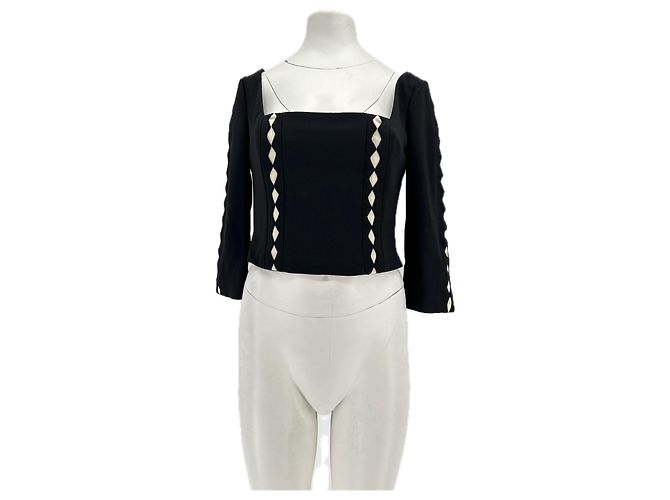 Autre Marque CONTESSA MILLS Crop Top in Schwarz Weiß