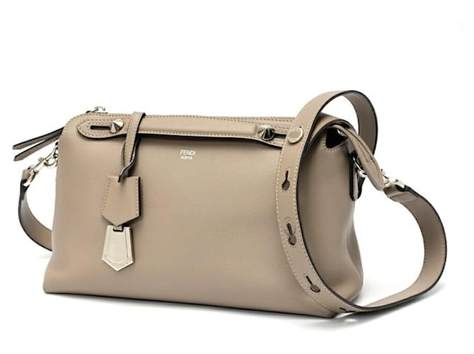Fendi By the Way Medium Boston Bag Grey Leather  ref.2221527