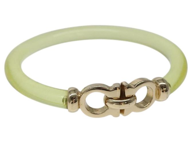 Bracciale Gancini in plastica gialla Salvatore Ferragamo Auth yk18122 Giallo