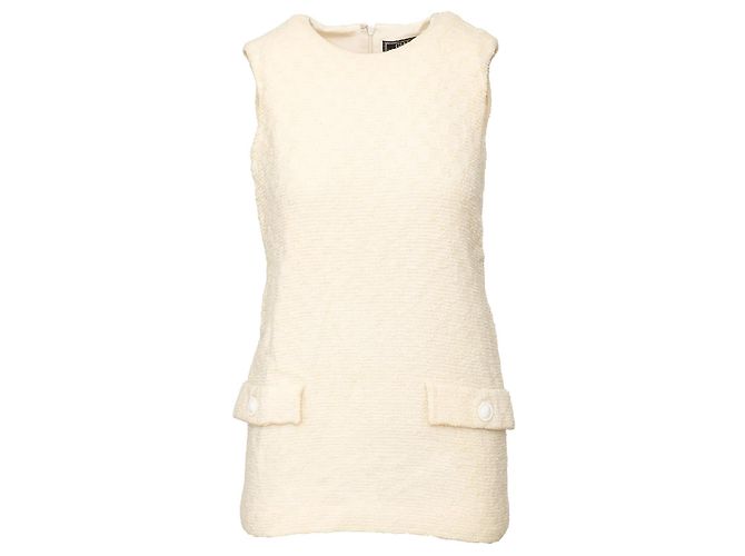 Gianni Versace Vestido Mini de Lã Couture Fora de branco