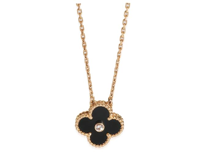 Pendentif Vintage Alhambra en Onyx Édition Limitée 2016 de Van Cleef & Arpels Or rose  ref.2222124