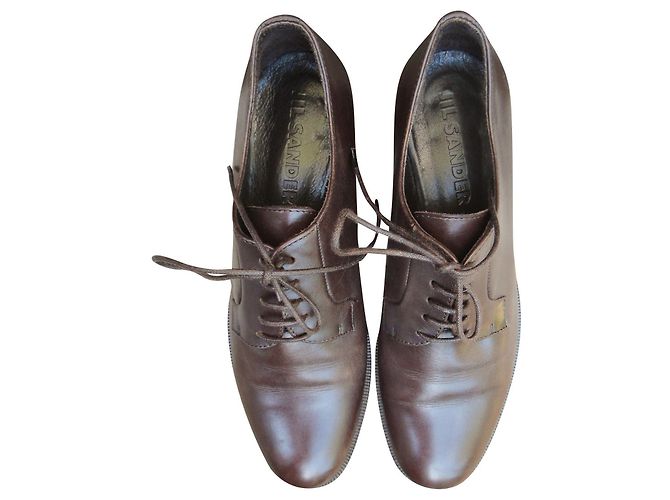 Derbies Jil Sander em couro marrom escuro Castanho escuro
