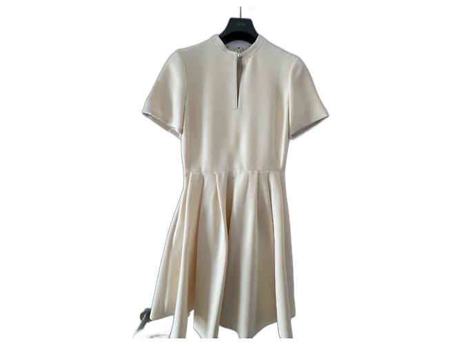 Christian Dior Midikleid aus Seide beige