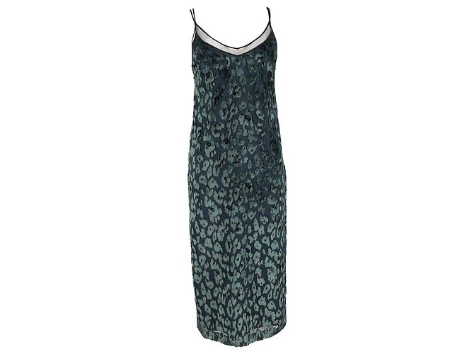 Vestido slip Dudania Devoré en terciopelo verde Hugo Boss