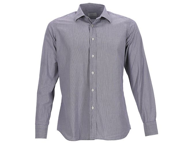 Camisa Rayada Prada en Algodón Gris