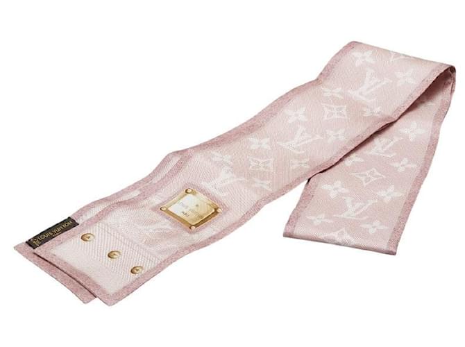 Louis Vuitton Bandeau New Denim Monogram Silk Scarf Pink  ref.2222956