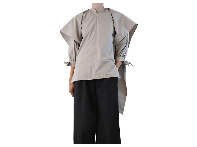 Autre Marque Greige Puff-Top mit Halsband - Größe UK 6 Grau
