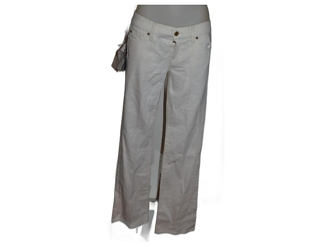 Jeans de algodón blancos 7 For All Mankind Talla 30