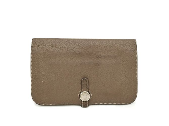 Hermès Hermes Dogon Duo GM Long Wallet Grey Taupe