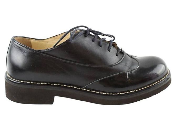 Chanel Schwarze Leder Schnürschuhe