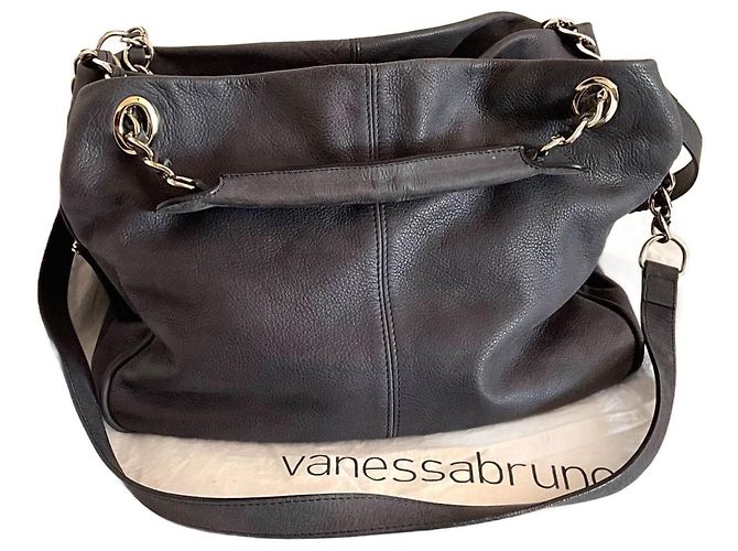 Vanessa Bruno Handtasche aus Leder Grau Dunkelblau