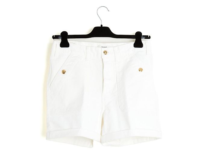 Celine Short FR38 FR40 Slimane Triomphe White Denim Shorts US28 29 Céline