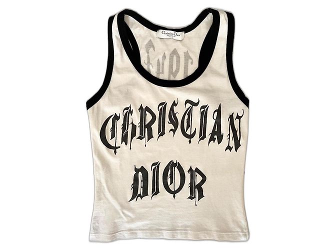 Top Christian Dior Street Chic de algodón blanco