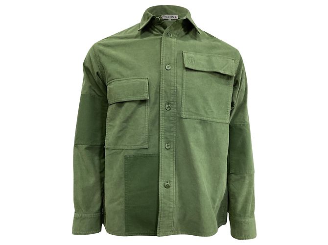 Camisa Patchwork JW Anderson em veludo verde