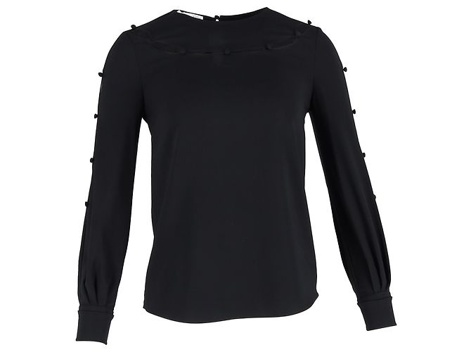 Blusa con scollo a barca in seta nera Oscar de la Renta Nero