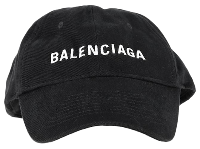 Boné de beisebol em algodão preto com logo Balenciaga  ref.2225605