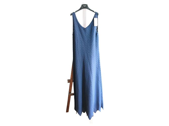 Alaïa Langes Strickkleid aus Spitze Dunkelblau Größe 38