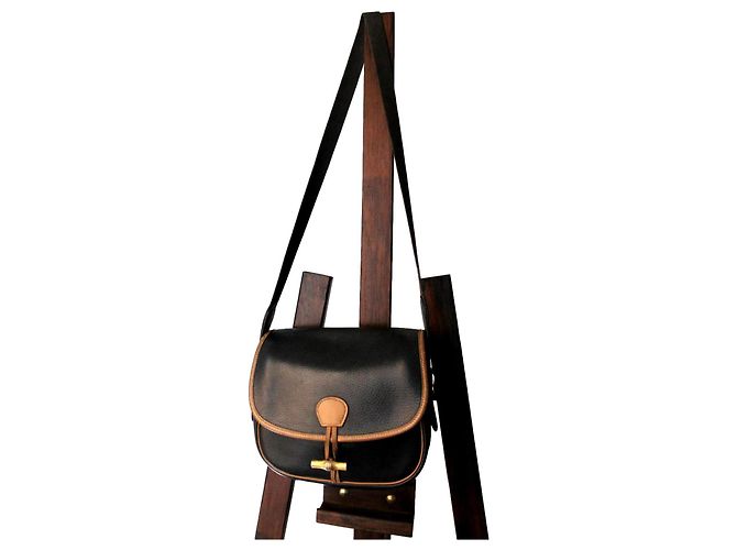 Borsa a mano Hermès Duffle in pelle nera granulata Multicolore