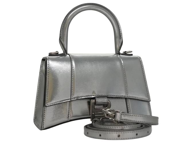 BALENCIAGA Hand Bag Leather 2way Silver Auth FF4303AM Silvery  ref.2226680