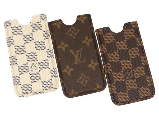 LOUIS VUITTON Damier Ebene Monogram Damier Azur iPhone Case 3 Set LV Auth 122874