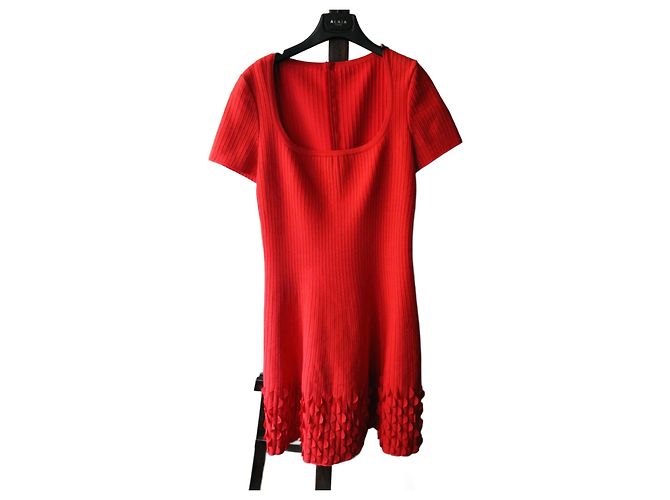 Vestido curto vermelho Alaïa de viscose e seda