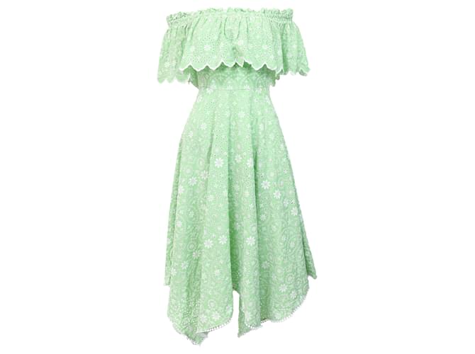 Autre Marque  Charo Ruiz Khadi Off-Shoulder Midi Dress in Green Cotton  ref.2227465