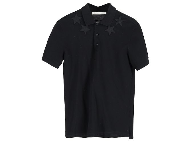 Polo de algodão preto com aplique de estrela Givenchy