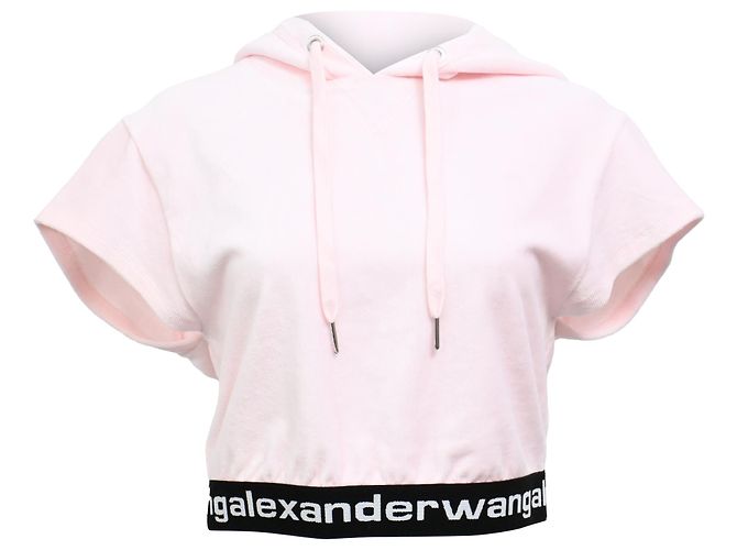 Alexander Wang T. Cropped Hoodie aus rosa Cordstoff Pink