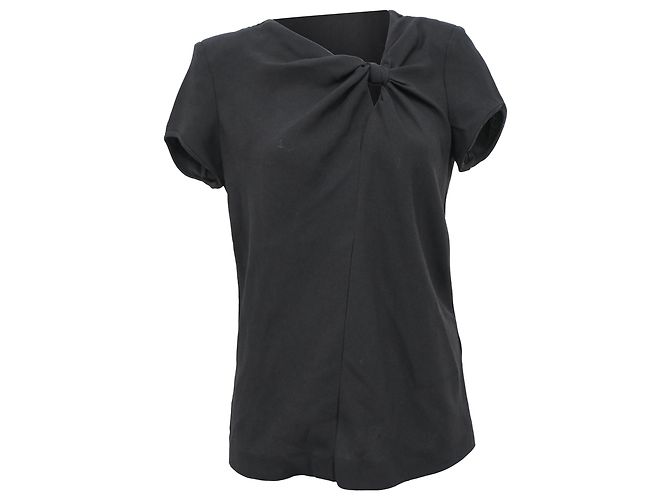Maje Twist Front Top in Black Acetate