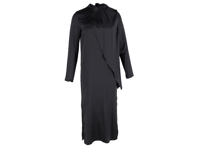 Autre Marque Dodo Bar Or Midi Kleid aus schwarzer Seide