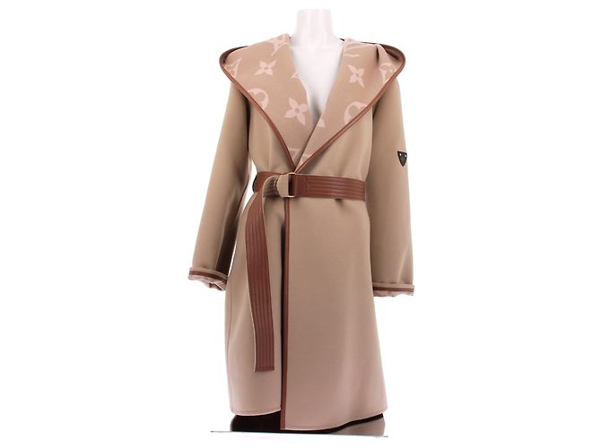 Louis Vuitton Beige Wollmantel mit Monogrammen Kamel